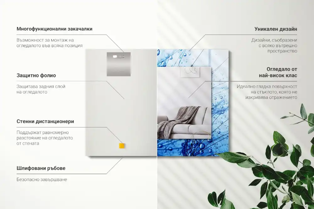 Obdĺžnikové dekoračné zrkadlo Kvapky na púpavy