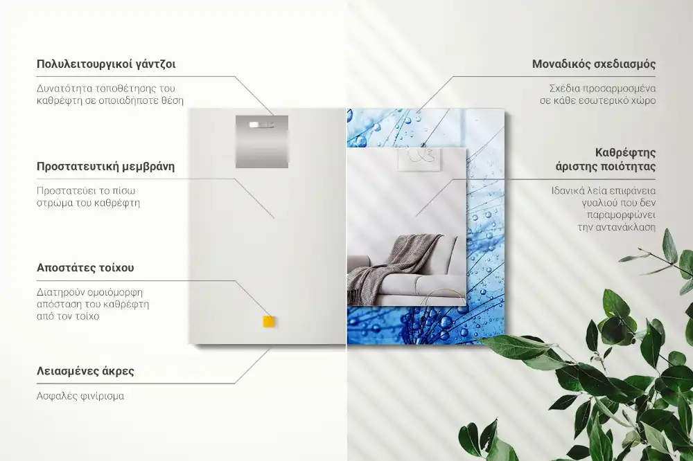 Obdĺžnikové dekoračné zrkadlo Kvapky na púpavy