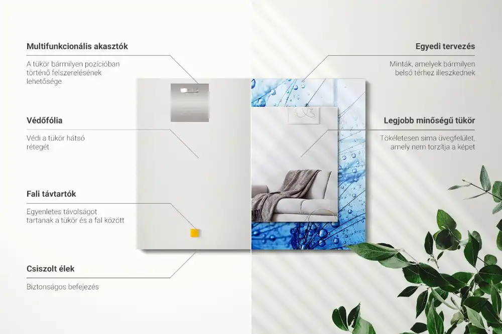 Obdĺžnikové dekoračné zrkadlo Kvapky na púpavy