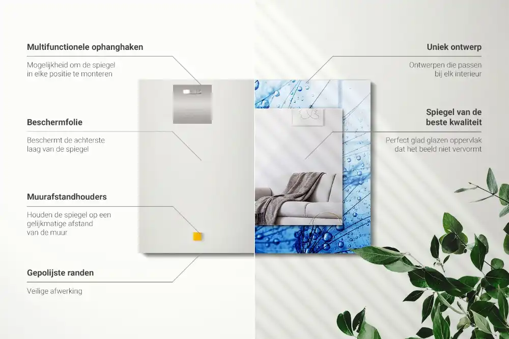 Obdĺžnikové dekoračné zrkadlo Kvapky na púpavy