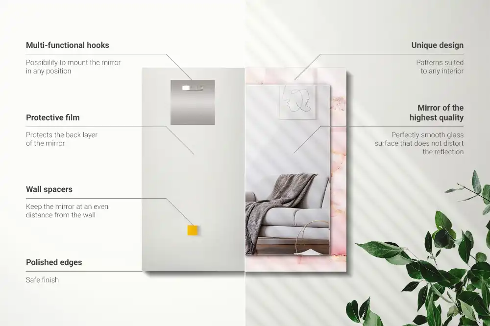 Obdĺžnikové dekoračné zrkadlo Ružový mramorový vzor