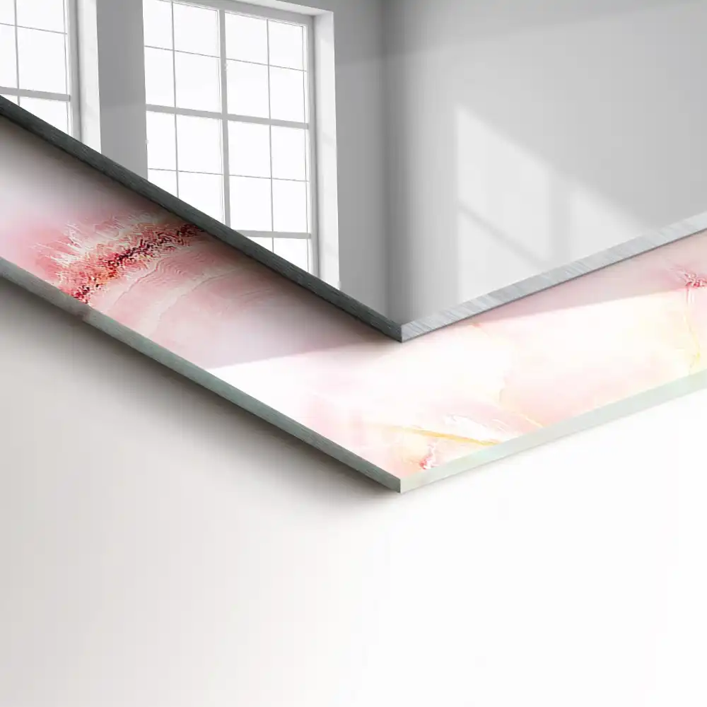 Obdĺžnikové dekoračné zrkadlo Ružový mramorový vzor