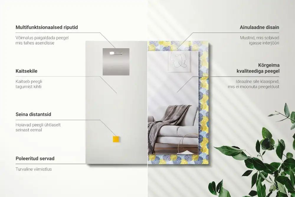 Obdĺžnikové zrkadlo s motívom Farebný kvetinový vzor