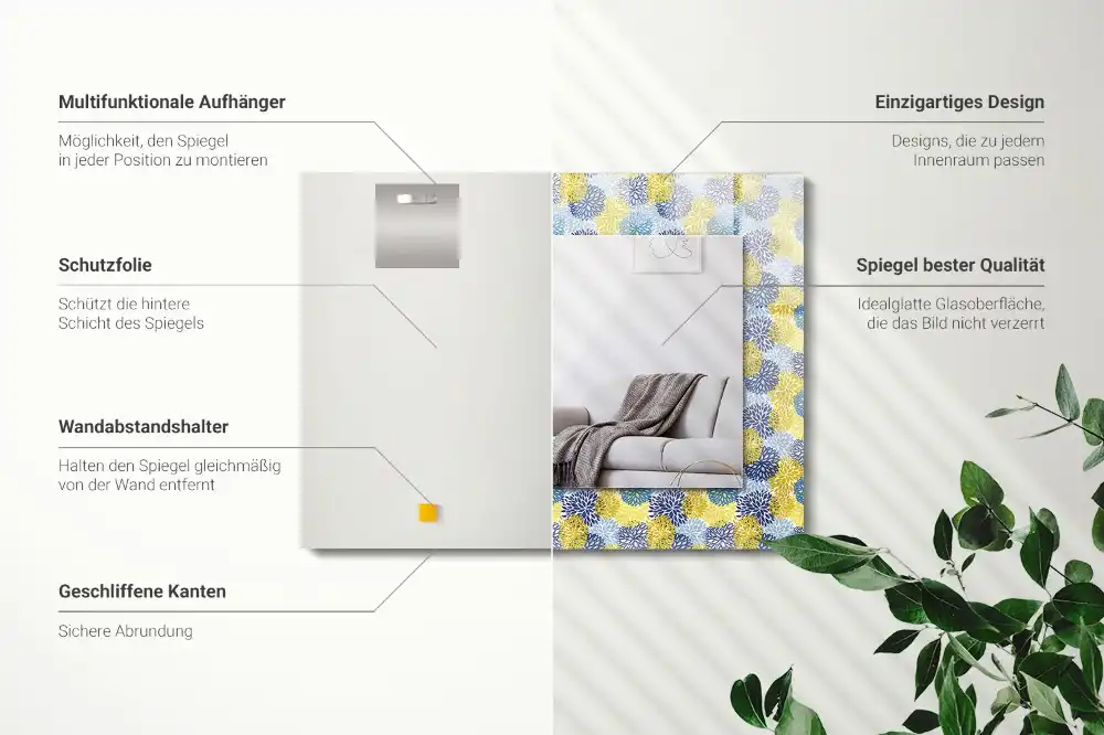 Obdĺžnikové zrkadlo s motívom Farebný kvetinový vzor