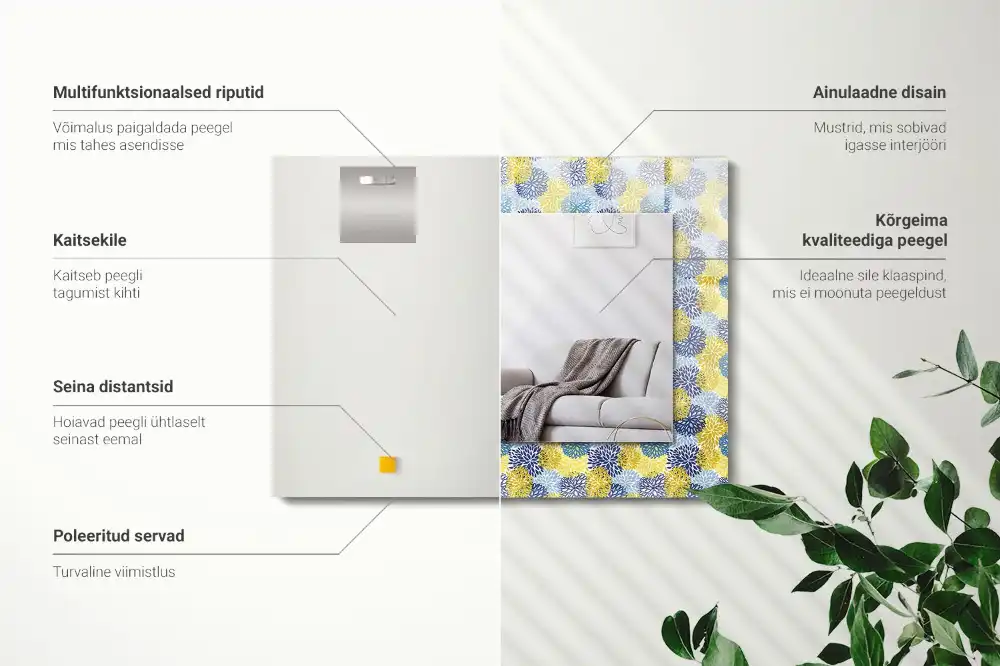 Obdĺžnikové zrkadlo s motívom Farebný kvetinový vzor