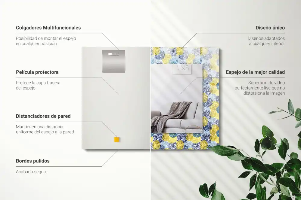 Obdĺžnikové zrkadlo s motívom Farebný kvetinový vzor