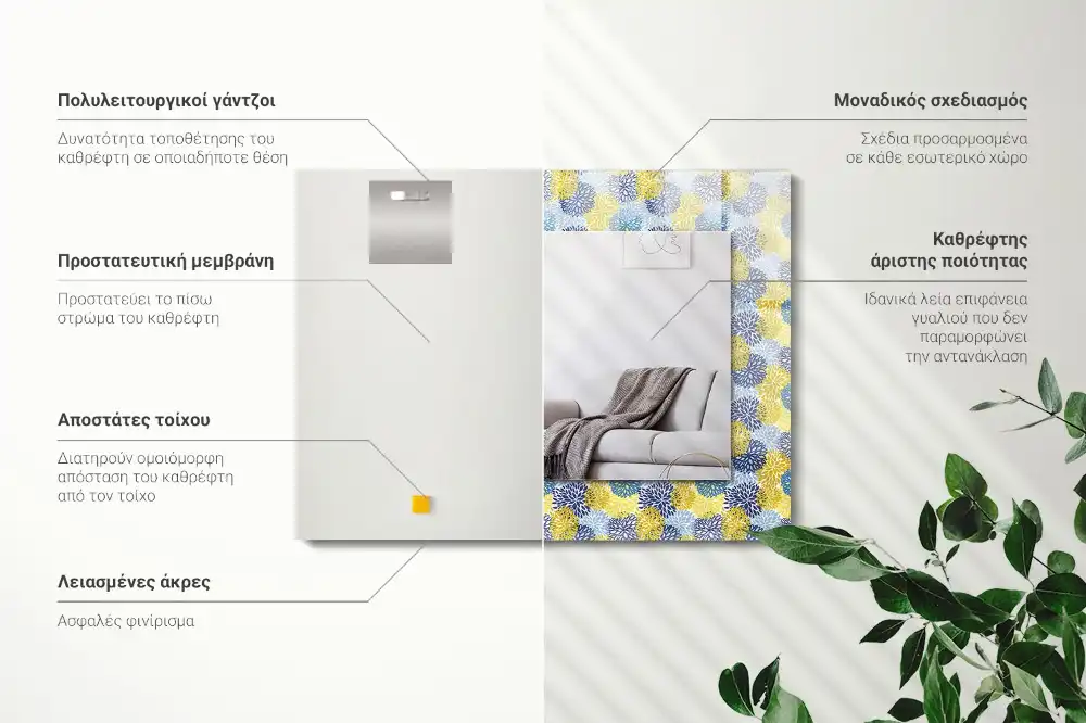 Obdĺžnikové zrkadlo s motívom Farebný kvetinový vzor