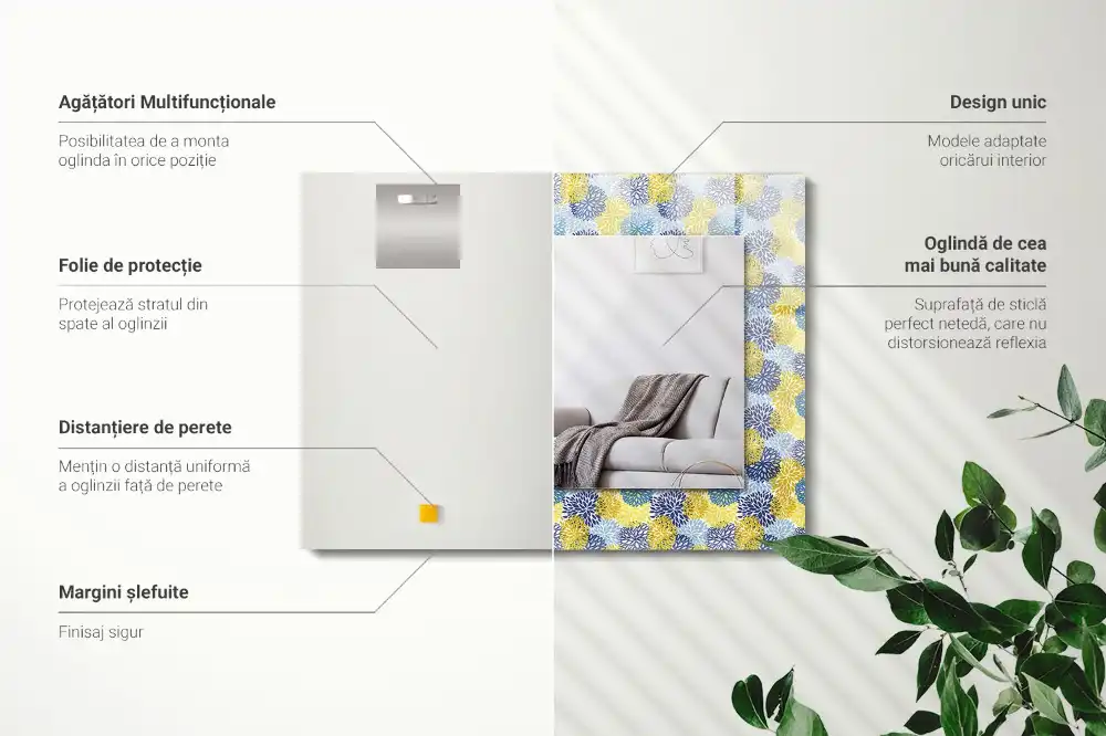 Obdĺžnikové zrkadlo s motívom Farebný kvetinový vzor