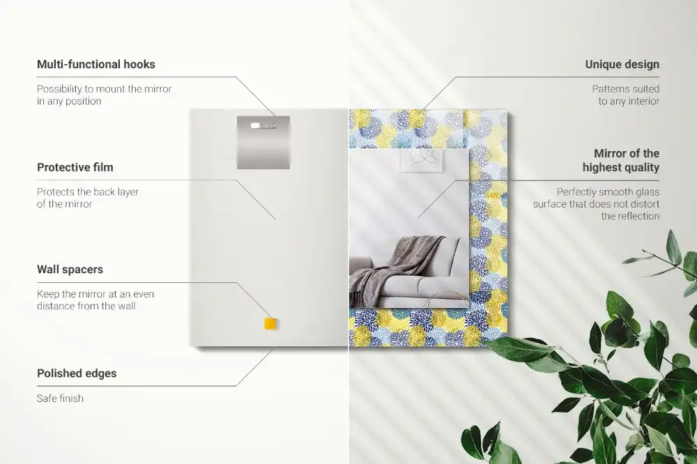 Obdĺžnikové zrkadlo s motívom Farebný kvetinový vzor