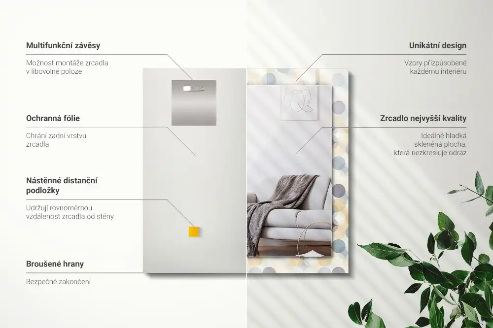 Obdĺžnikové ozdobné zrkadlo Farebné okrúhle vzory