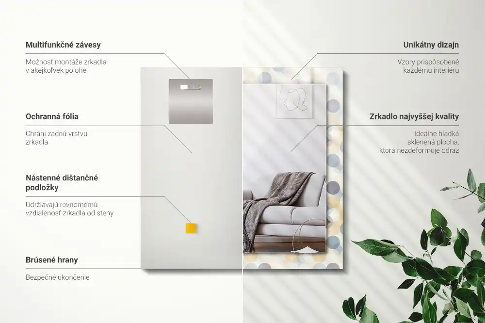 Obdĺžnikové ozdobné zrkadlo Farebné okrúhle vzory