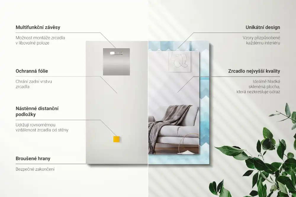 Obdĺžnikové dekoračné zrkadlo Cikcakový gradientový vzor