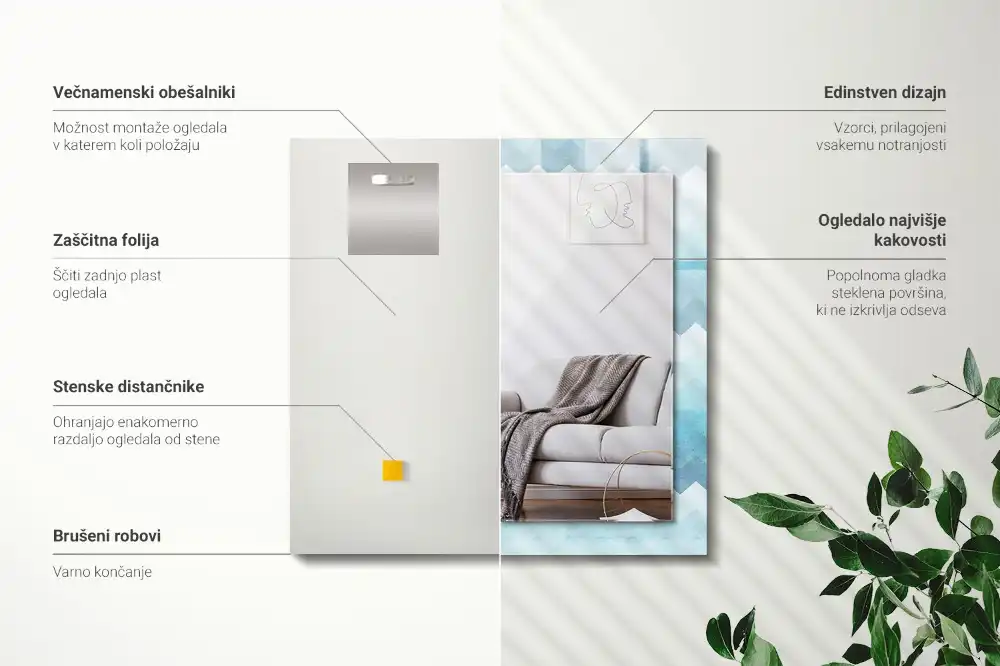 Obdĺžnikové dekoračné zrkadlo Cikcakový gradientový vzor