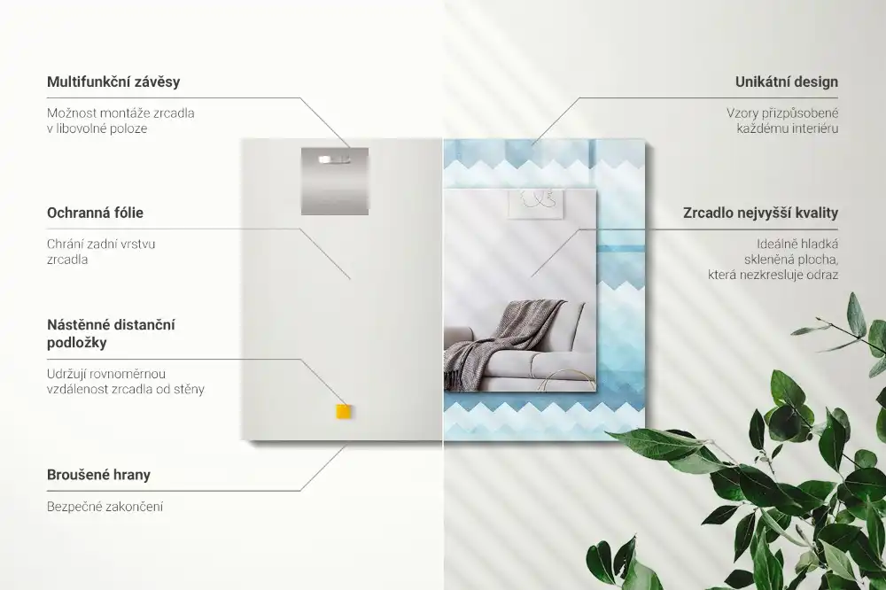Obdĺžnikové dekoračné zrkadlo Cikcakový gradientový vzor