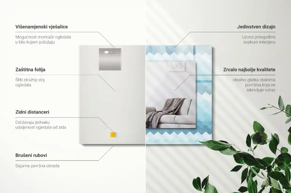 Obdĺžnikové dekoračné zrkadlo Cikcakový gradientový vzor