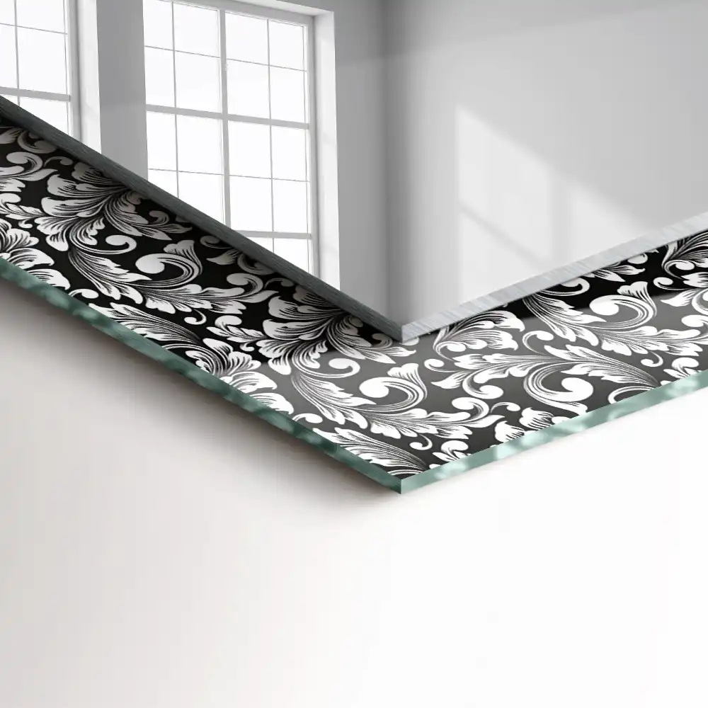 Obdĺžnikové zrkadlo s motívom Čiernobiele ozdoby