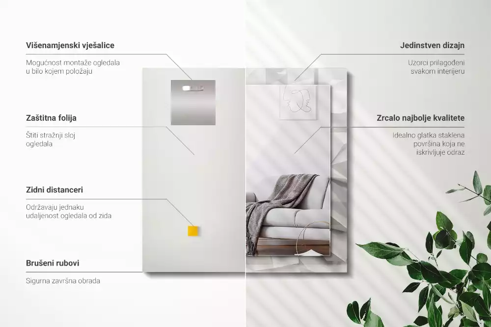 Obdĺžnikové ozdobné zrkadlo Abstraktné geometrické tvary