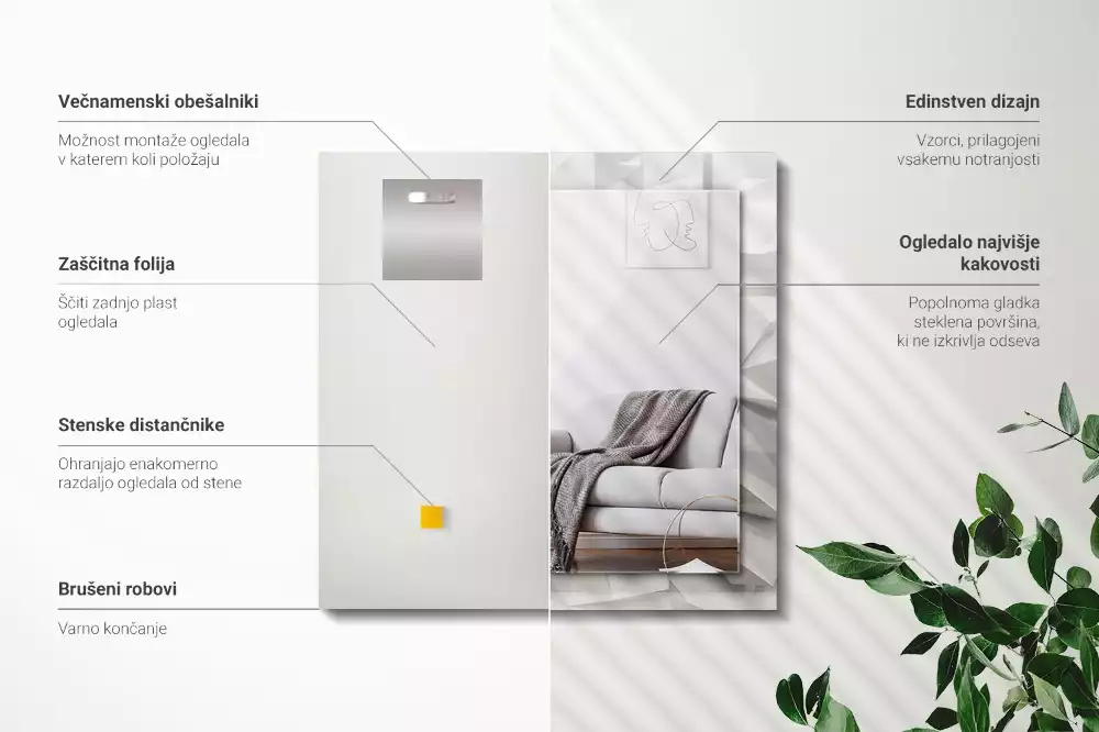 Obdĺžnikové ozdobné zrkadlo Abstraktné geometrické tvary