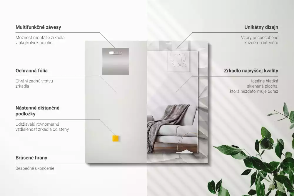 Obdĺžnikové ozdobné zrkadlo Abstraktné geometrické tvary