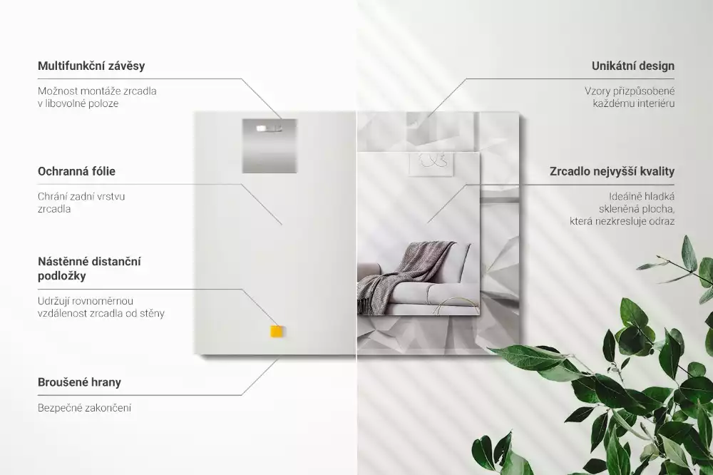 Obdĺžnikové ozdobné zrkadlo Abstraktné geometrické tvary