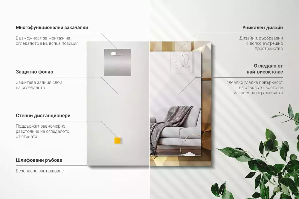 Obdĺžnikové dekoračné zrkadlo geometrické tvary