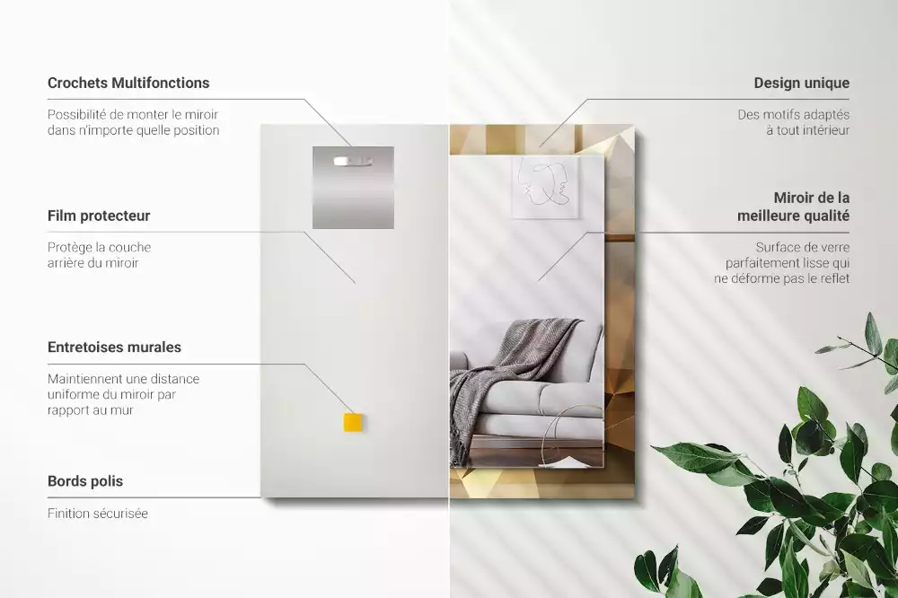 Obdĺžnikové dekoračné zrkadlo geometrické tvary