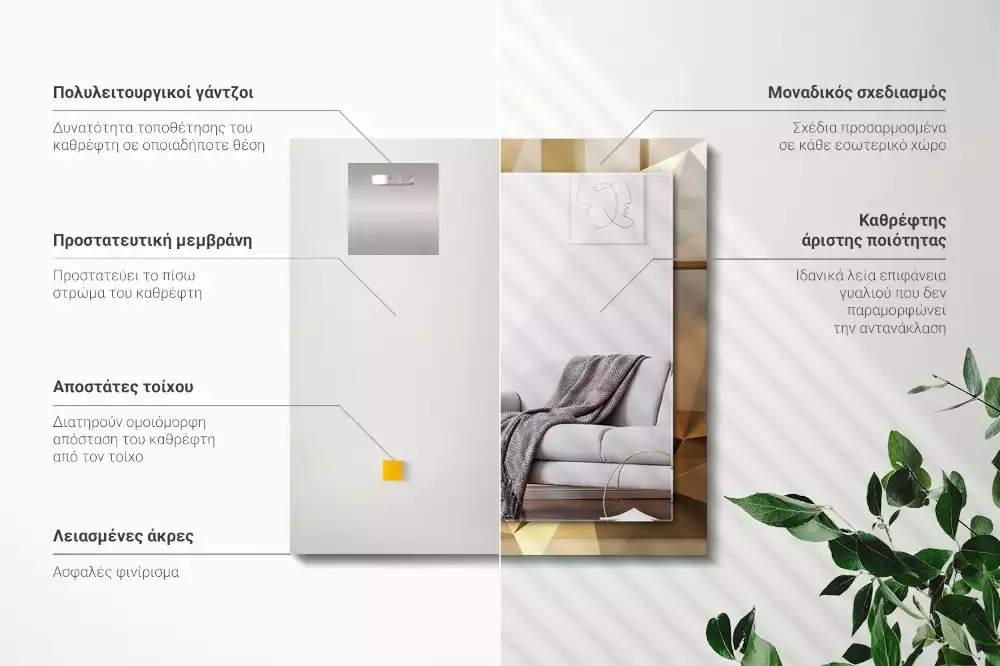 Obdĺžnikové dekoračné zrkadlo geometrické tvary