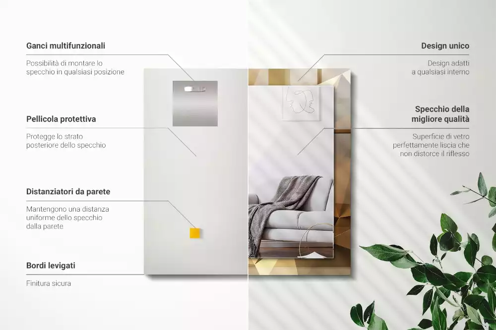 Obdĺžnikové dekoračné zrkadlo geometrické tvary