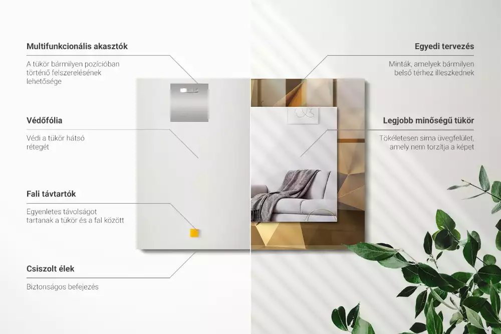 Obdĺžnikové dekoračné zrkadlo geometrické tvary