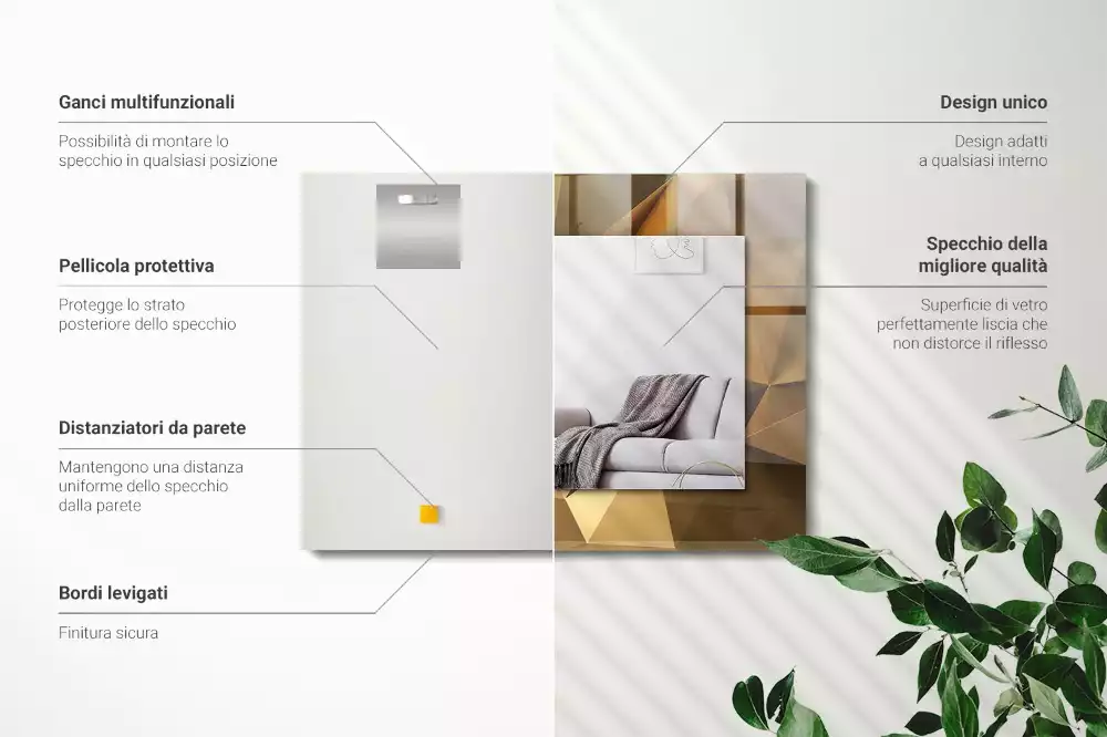 Obdĺžnikové dekoračné zrkadlo geometrické tvary