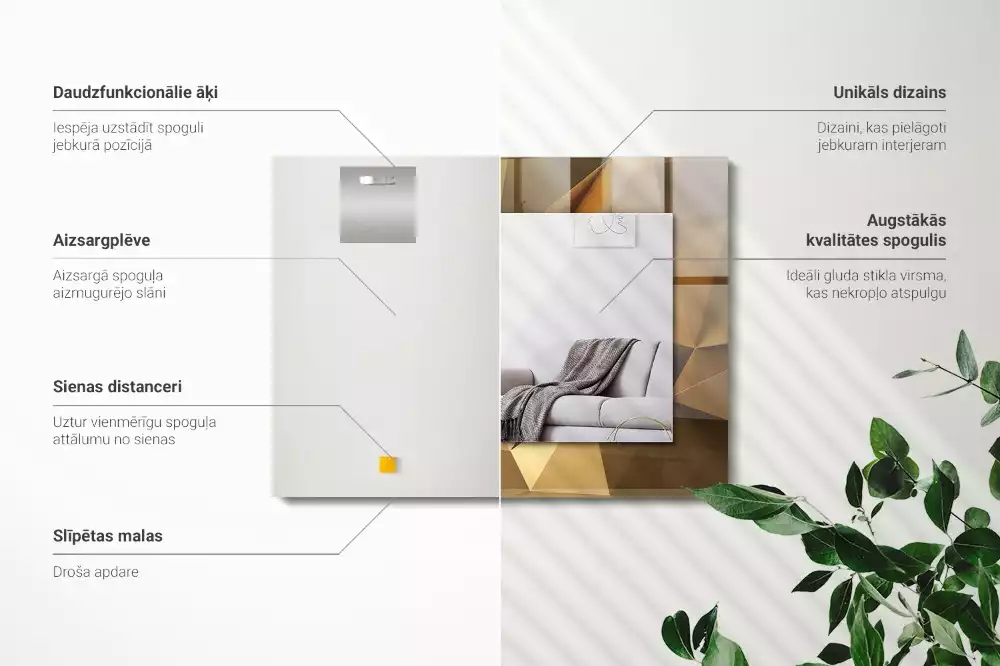 Obdĺžnikové dekoračné zrkadlo geometrické tvary