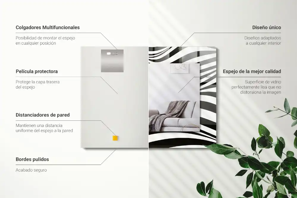 Obdĺžnikové zrkadlo s motívom Čiernobiele vlny