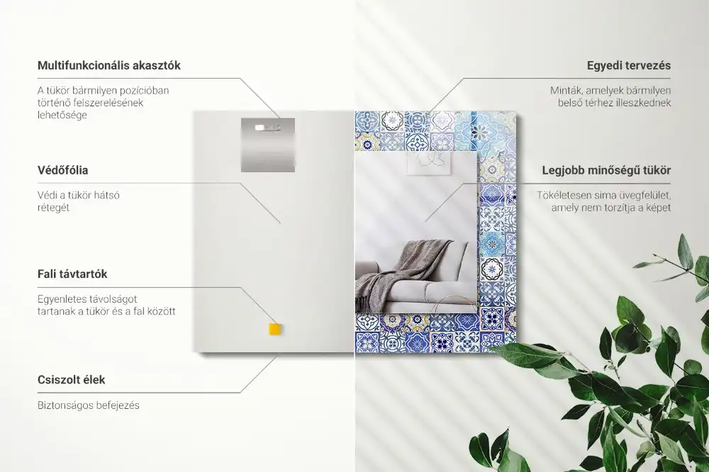 Obdĺžnikové dekoračné zrkadlo Marocké vzory