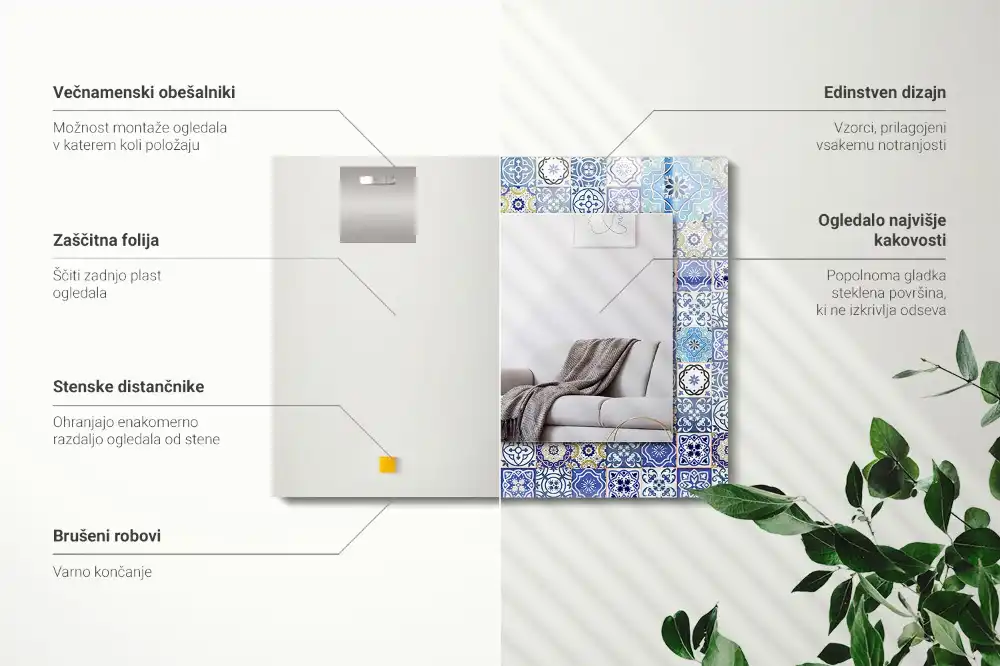 Obdĺžnikové dekoračné zrkadlo Marocké vzory