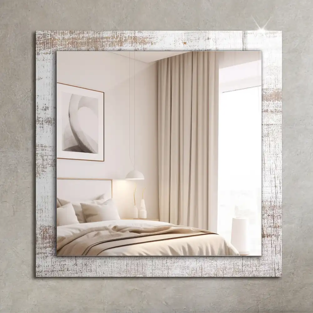 Obdĺžnikové zrkadlo s motívom Staré drevo