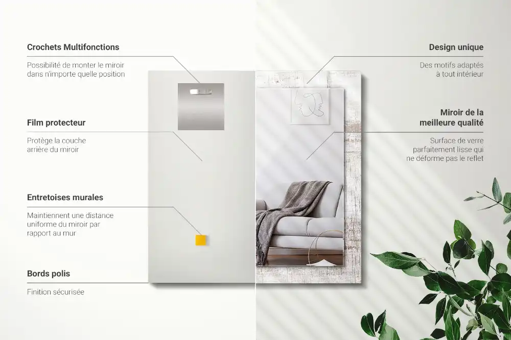 Obdĺžnikové zrkadlo s motívom Staré drevo