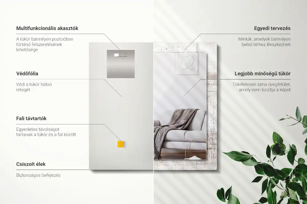 Obdĺžnikové zrkadlo s motívom Staré drevo