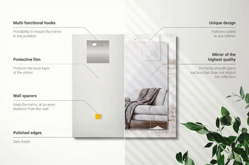 Obdĺžnikové zrkadlo s motívom Staré drevo