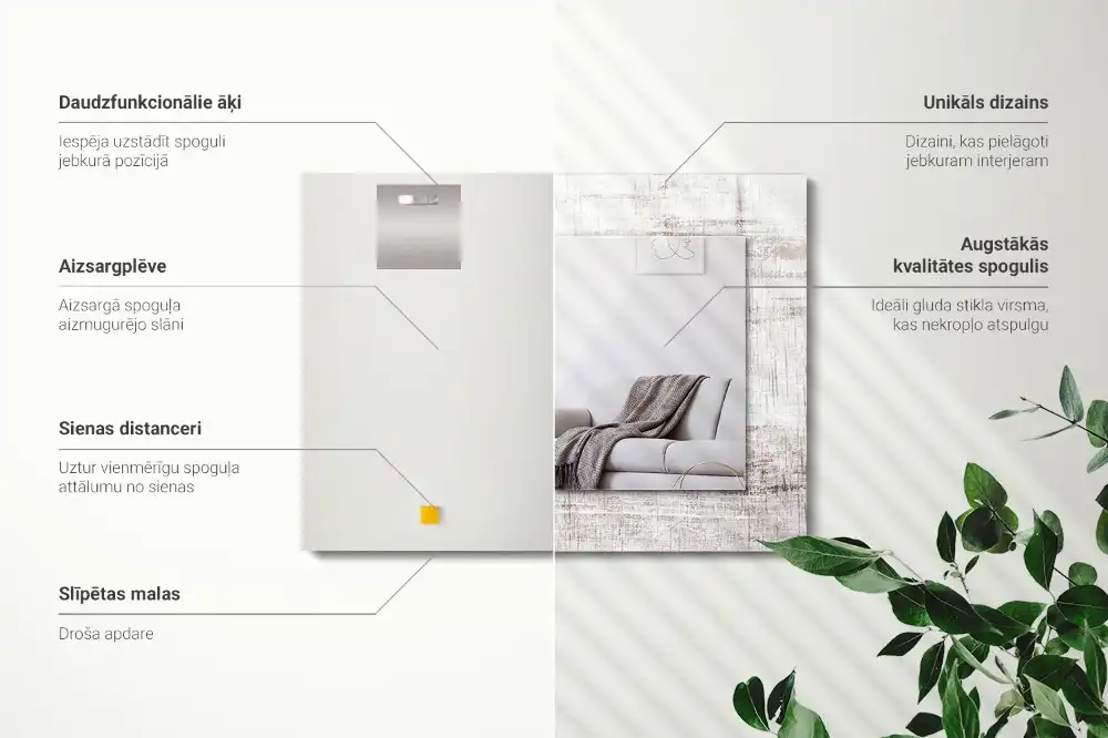 Obdĺžnikové zrkadlo s motívom Staré drevo