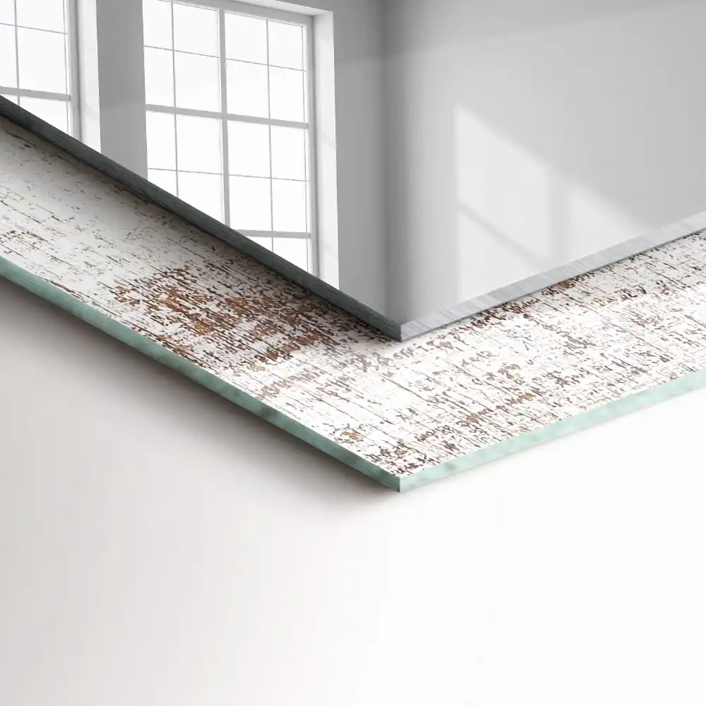 Obdĺžnikové zrkadlo s motívom Staré drevo