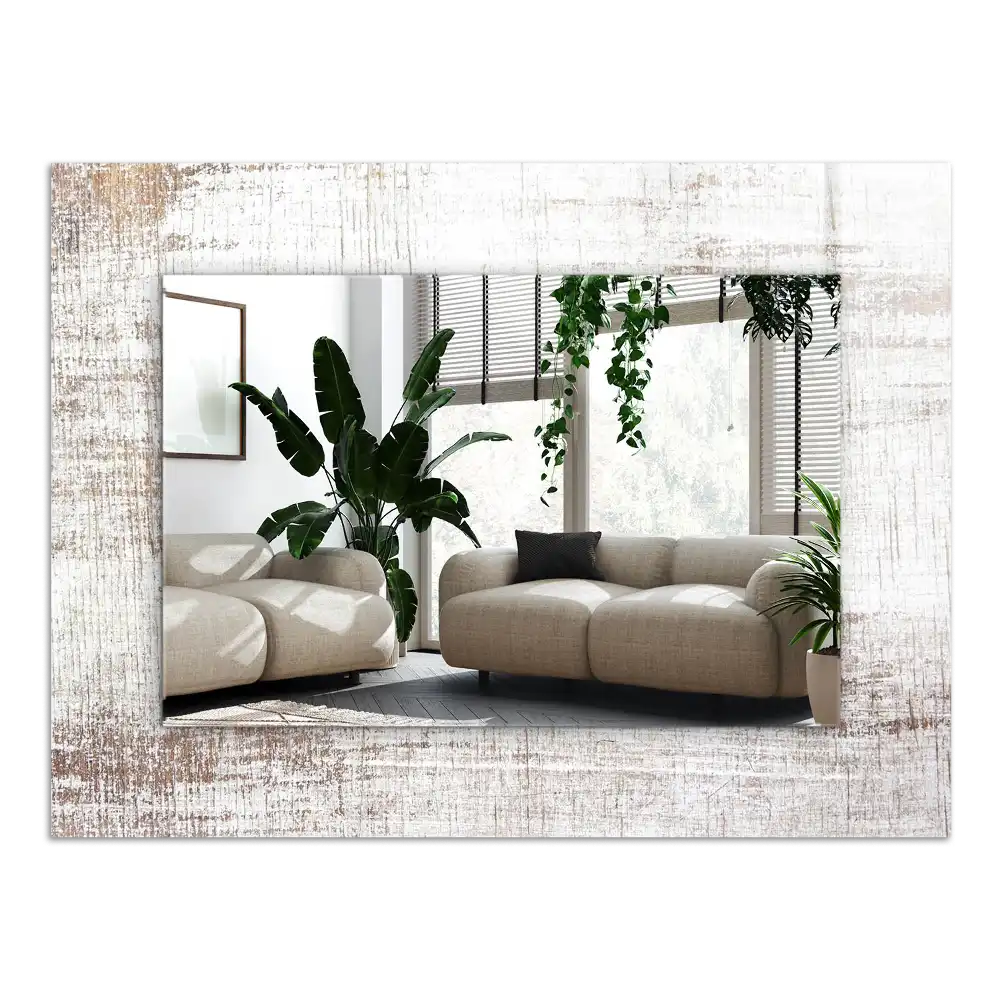 Obdĺžnikové zrkadlo s motívom Staré drevo