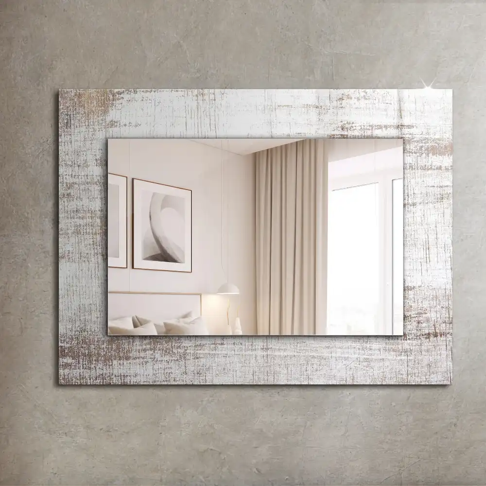 Obdĺžnikové zrkadlo s motívom Staré drevo