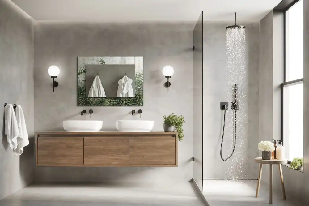 Obdĺžnikové ozdobné zrkadlo Zelené listy papradia