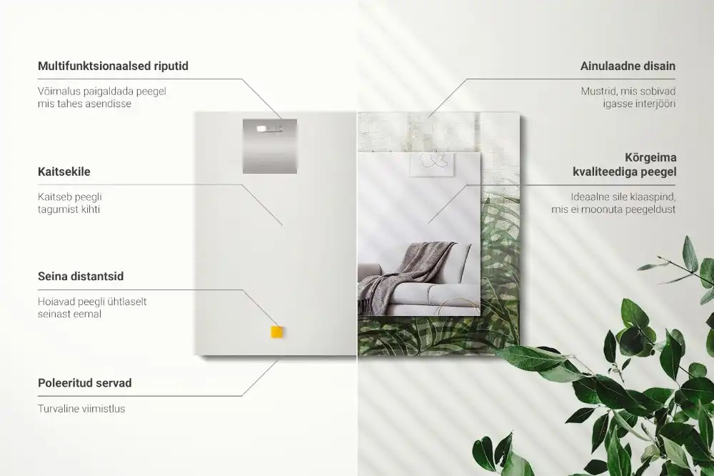 Obdĺžnikové ozdobné zrkadlo Zelené listy papradia