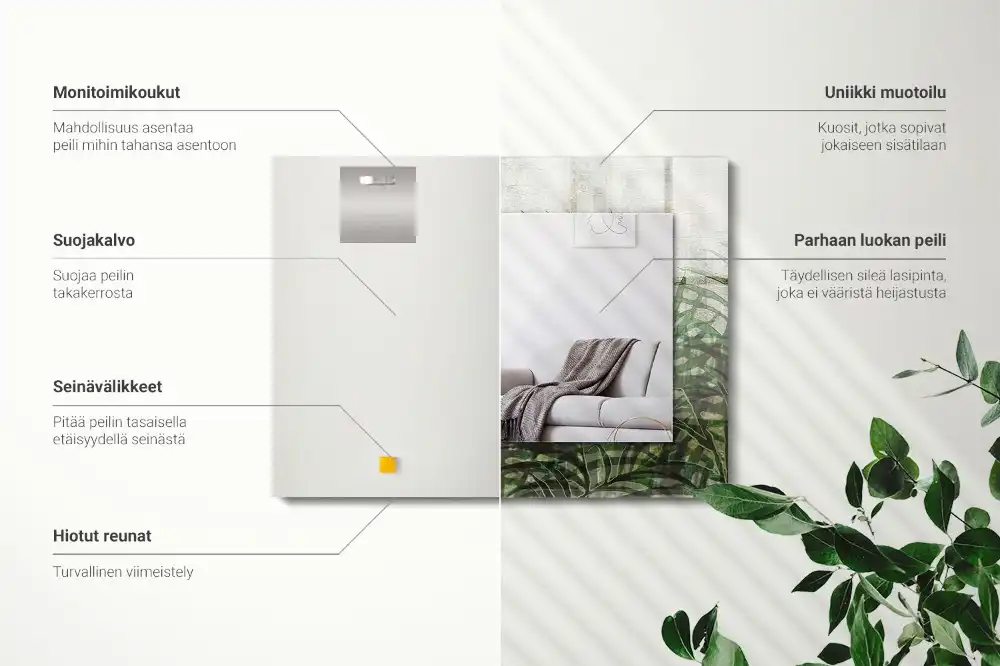 Obdĺžnikové ozdobné zrkadlo Zelené listy papradia