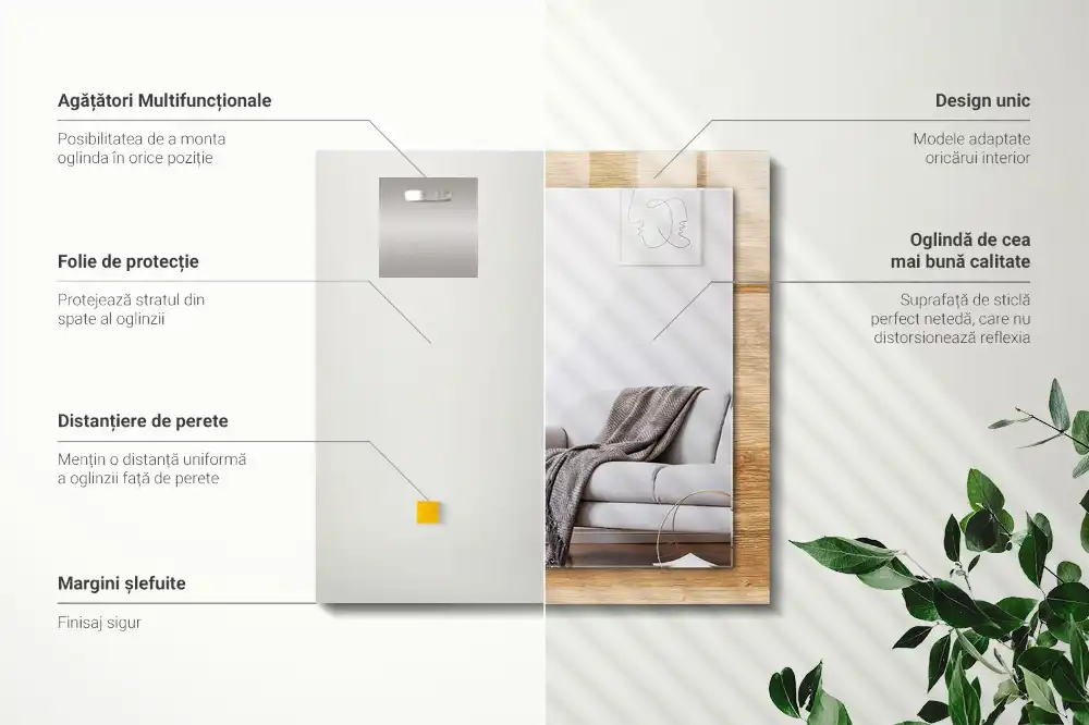 Obdĺžnikové dekoračné zrkadlo Drevo so štruktúrou