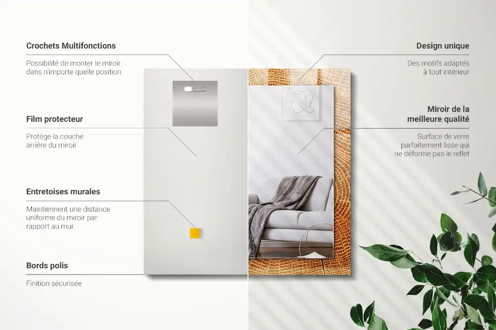 Obdĺžnikové ozdobné zrkadlo Priečny rez kmeňa stromu s letokruhmi