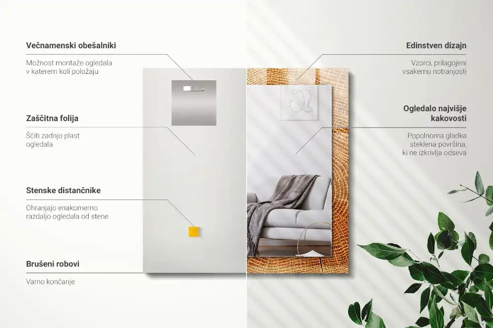 Obdĺžnikové ozdobné zrkadlo Priečny rez kmeňa stromu s letokruhmi