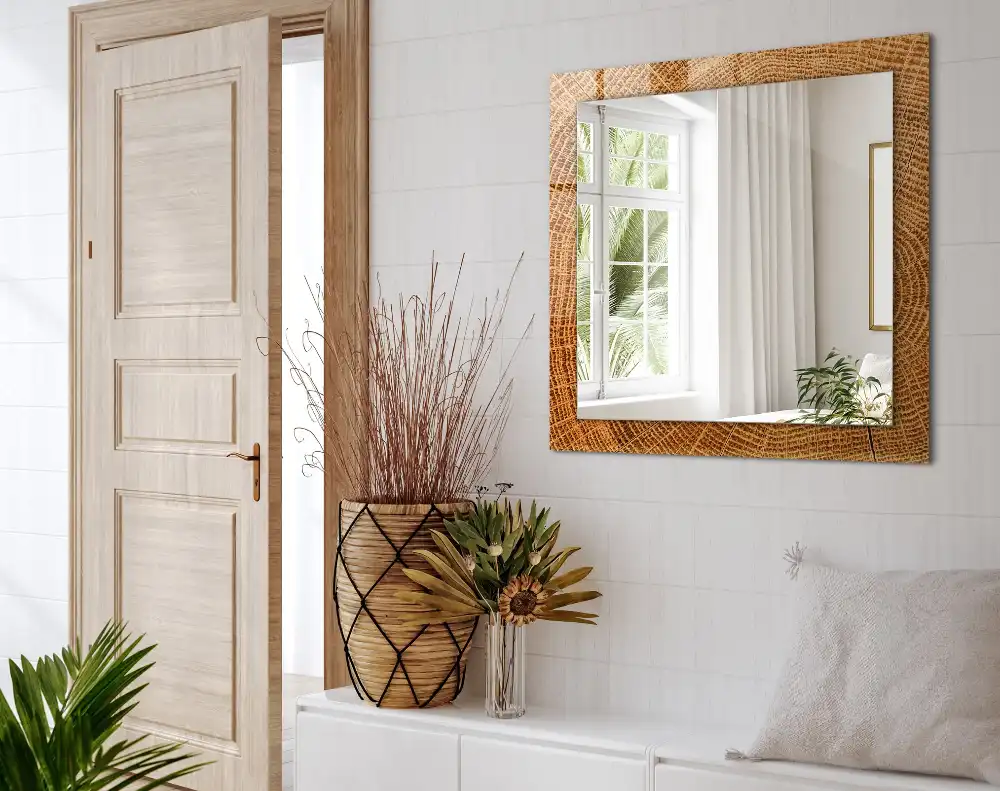 Obdĺžnikové ozdobné zrkadlo Priečny rez kmeňa stromu s letokruhmi