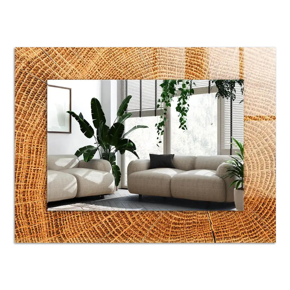 Obdĺžnikové ozdobné zrkadlo Priečny rez kmeňa stromu s letokruhmi